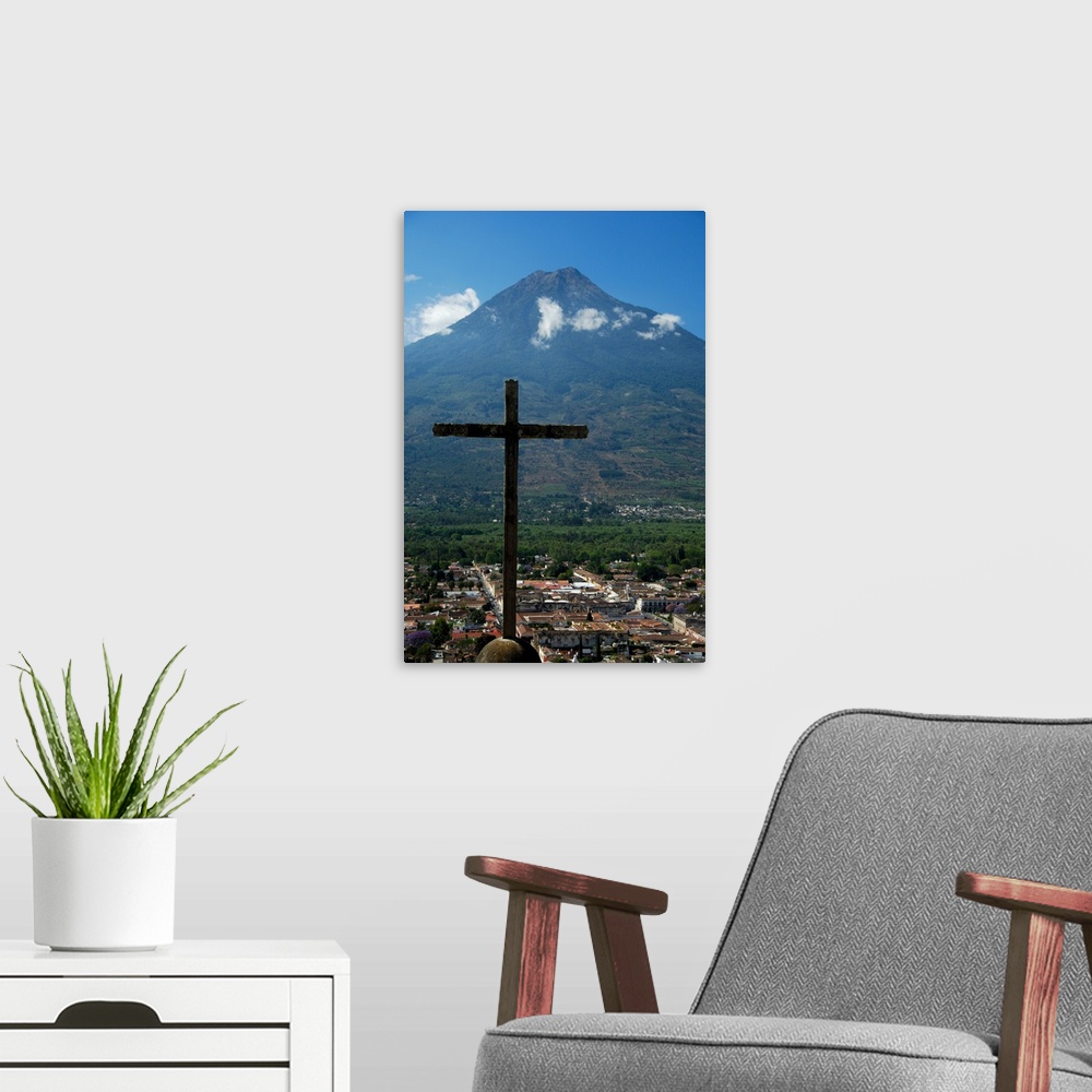 A modern room featuring Central America, Guatemala, Antigua, Hill of the Cross, aka Cross Hill or mountain. Mountain top ...