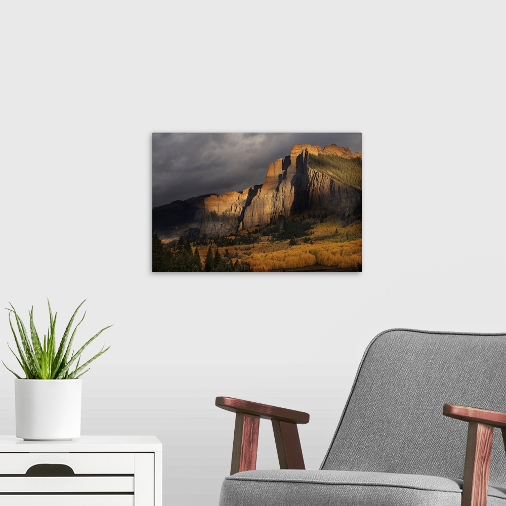 A modern room featuring USA, North America, Colorado. USA, Colorado, Gunnison National Forest, The Castles Rock Formation...