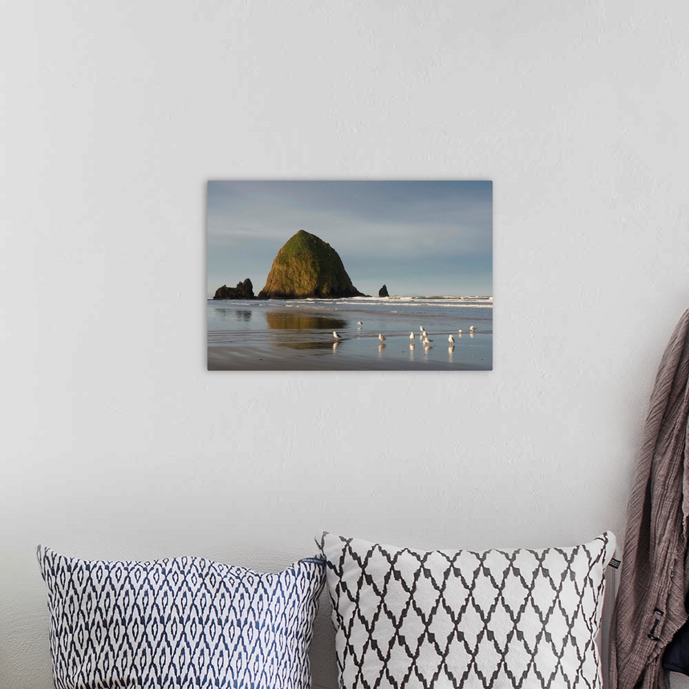 A bohemian room featuring Haystack Rok on Cannon Beach, Oregon