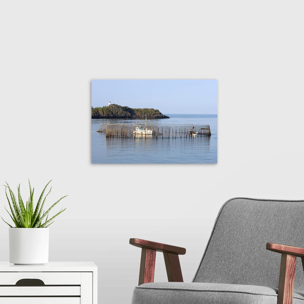 A modern room featuring Herring Weir and Swallow Tail Lighthouse, Grand Manan Island, New Brunswick, Canada