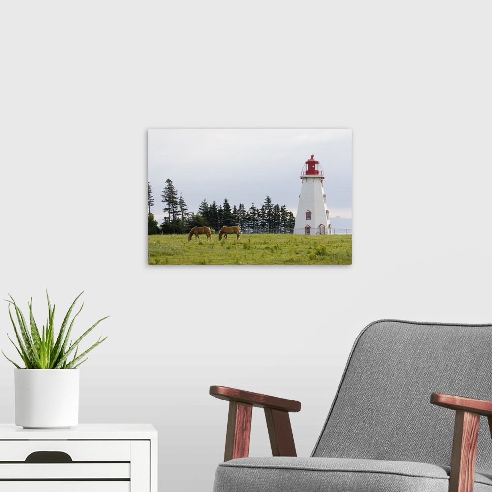 A modern room featuring Horse Pasture and Panmure Head Lighthouse, Prince Edward Island, Canada