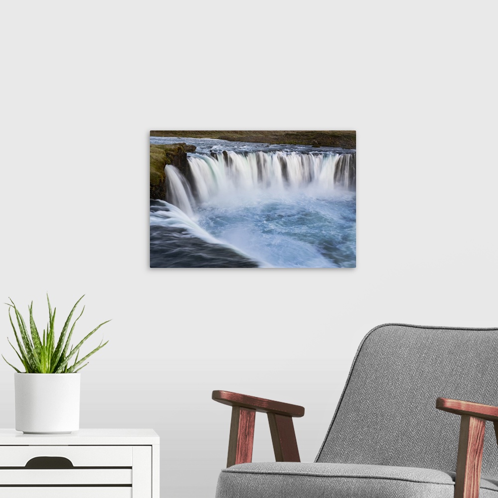 A modern room featuring Iceland, Godafoss Waterfall