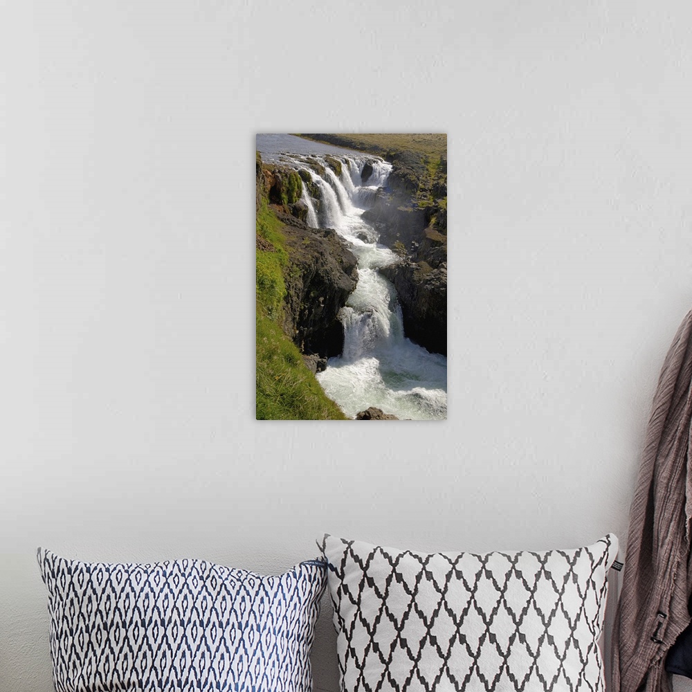A bohemian room featuring Iceland, Kolugljufur waterfall and canyon