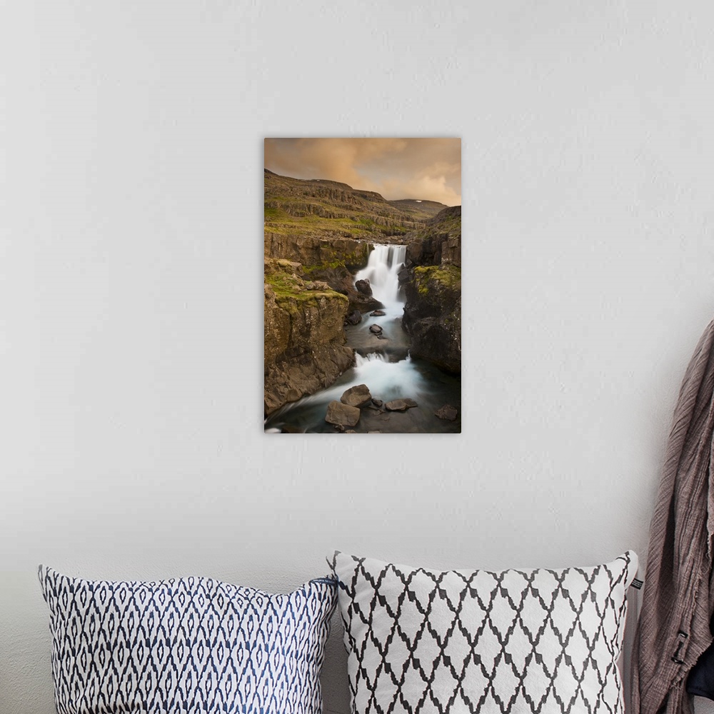 A bohemian room featuring Europe, Iceland. Waterfall in Berufjordur Fjord. Credit as: Don Grall / Jaynes Gallery / DanitaDe...