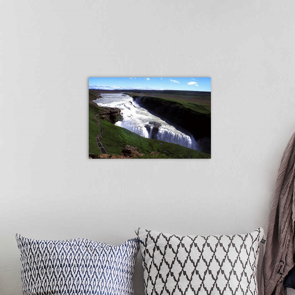 A bohemian room featuring Iceland's Major Attraction - Gullfoss Falls, Near Reykjavik Iceland.