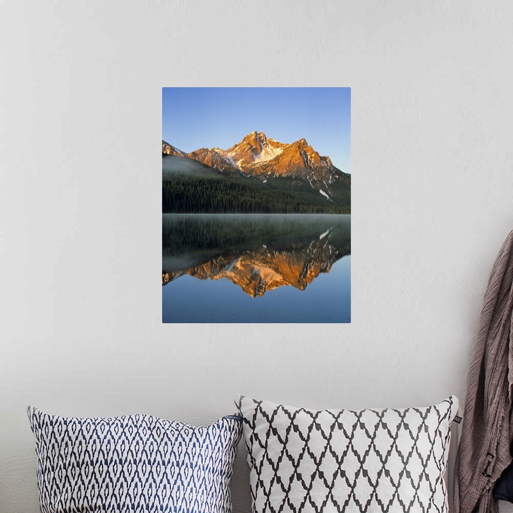 A bohemian room featuring USA, Idaho, Sawtooth NRA. Stanley Lake reflects the Sawtooth Range in the Sawtooth NRA, Idaho.