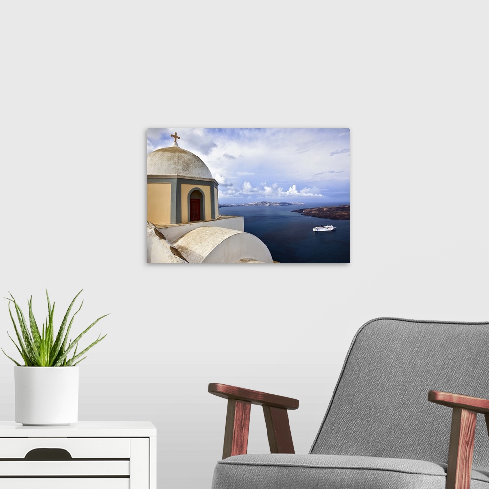 A modern room featuring Imerovigli, Santorini, Greece