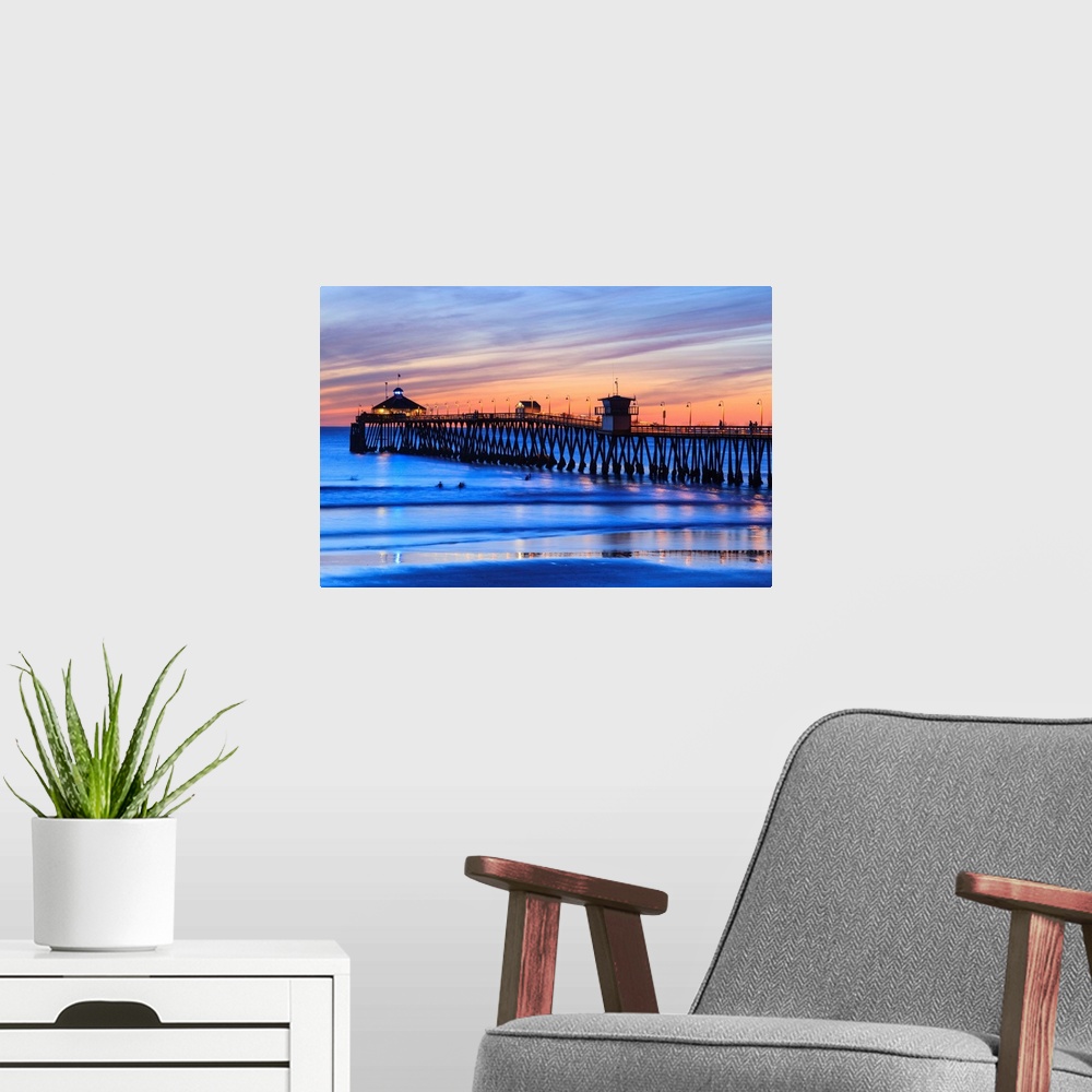 A modern room featuring Imperial Beach Pier at Twilight, San Diego, Southern CA, USA