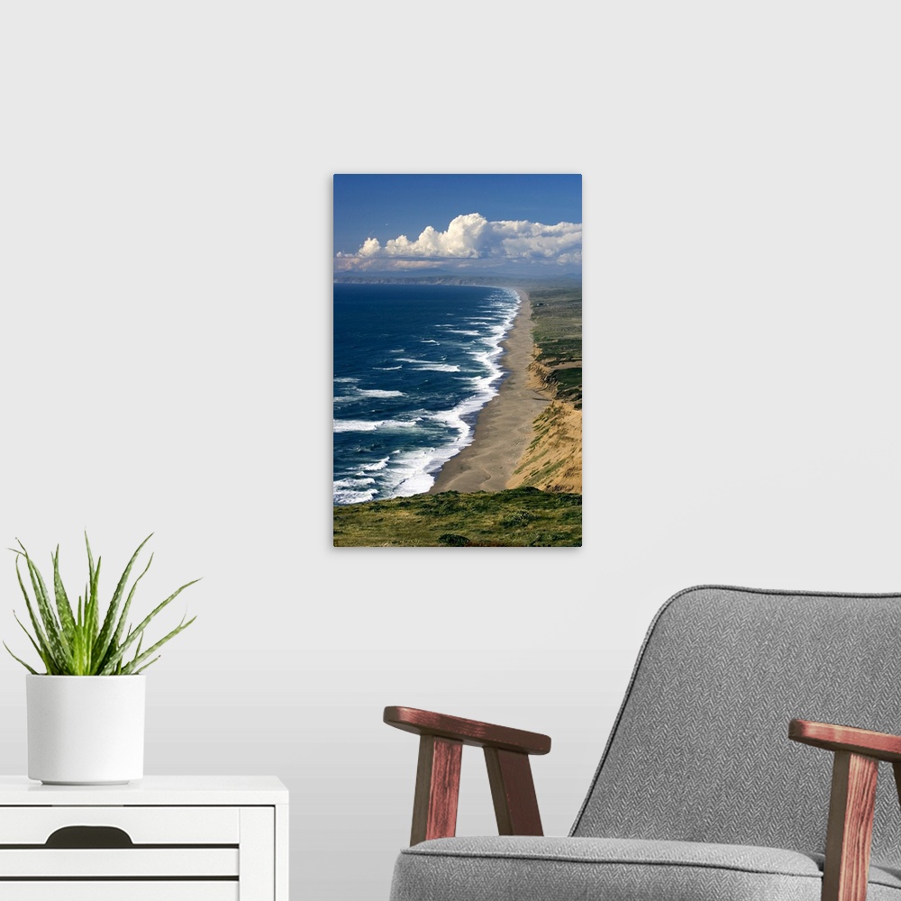 A modern room featuring Infinite view of the coastline at Point Reyes National Sea Shore.