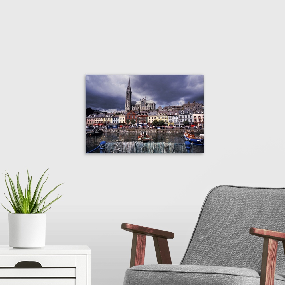 A modern room featuring Europe, Ireland, County Cork, Cobh. Harbor view and St. Colman's church