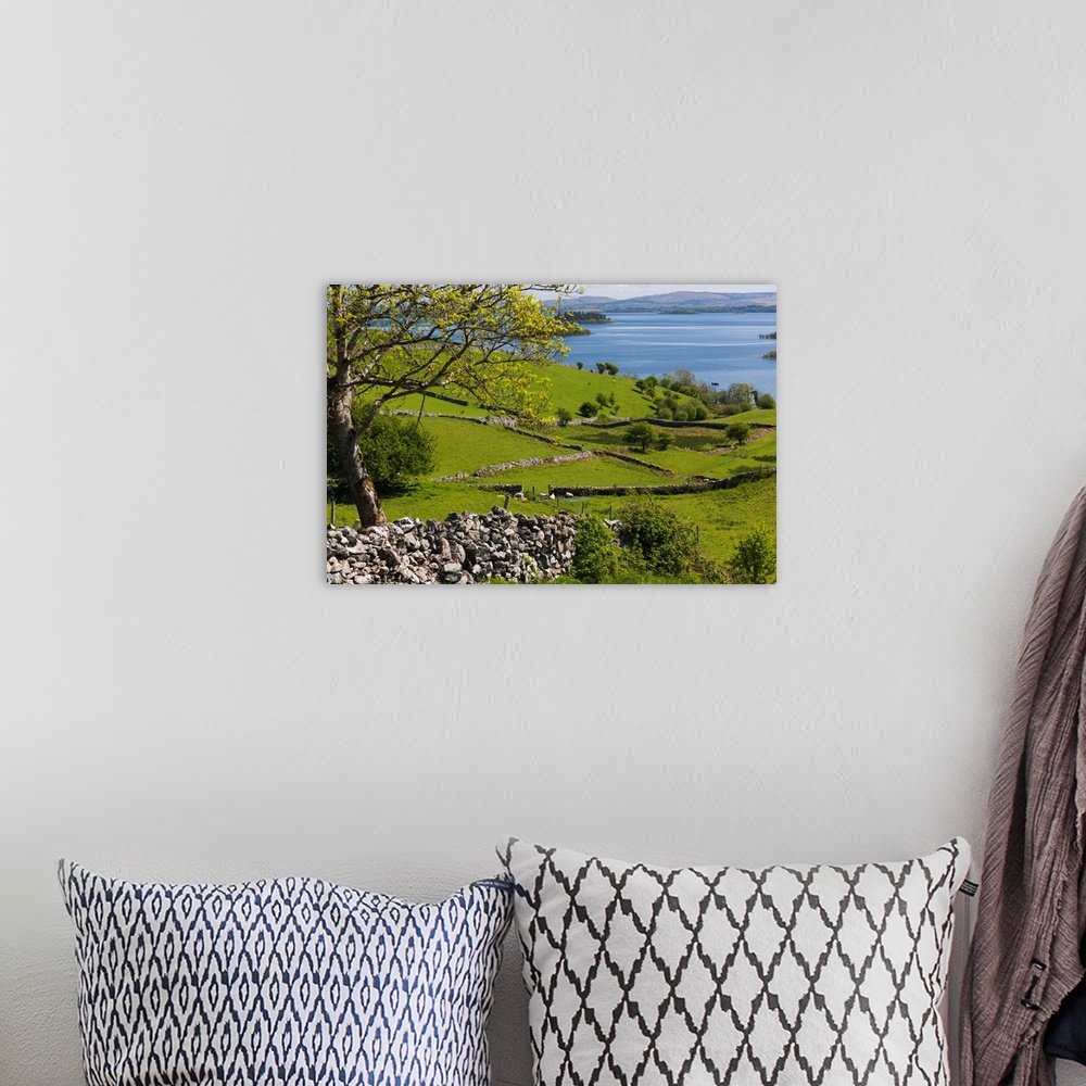 A bohemian room featuring Ireland, County Galway, Cong, elevated springtime landscape.