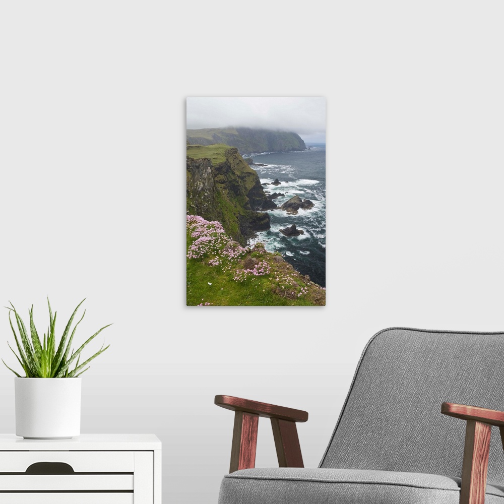 A modern room featuring Ireland, County Mayo, Achill Island. Dramatic cliffs above the Atlantic Ocean.