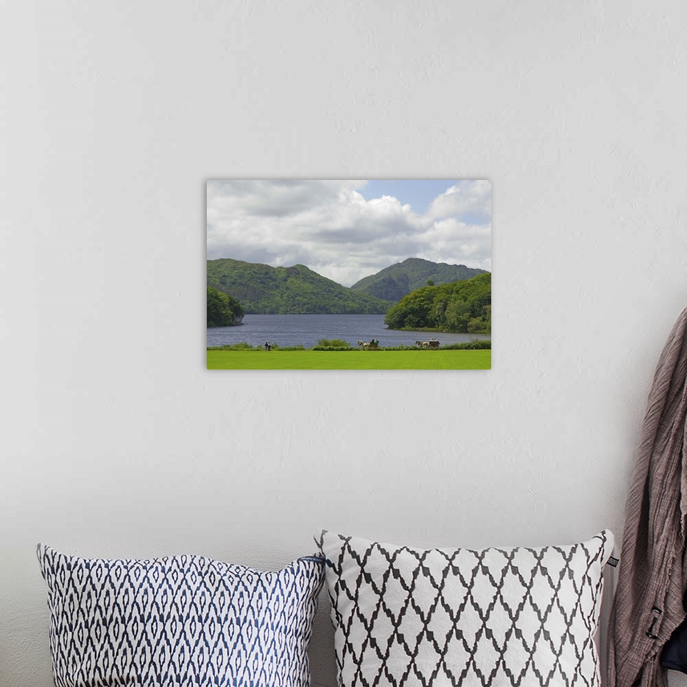 A bohemian room featuring IRELAND, Kerry, Killarney National Park. View of Lough Leane from Muckross House.