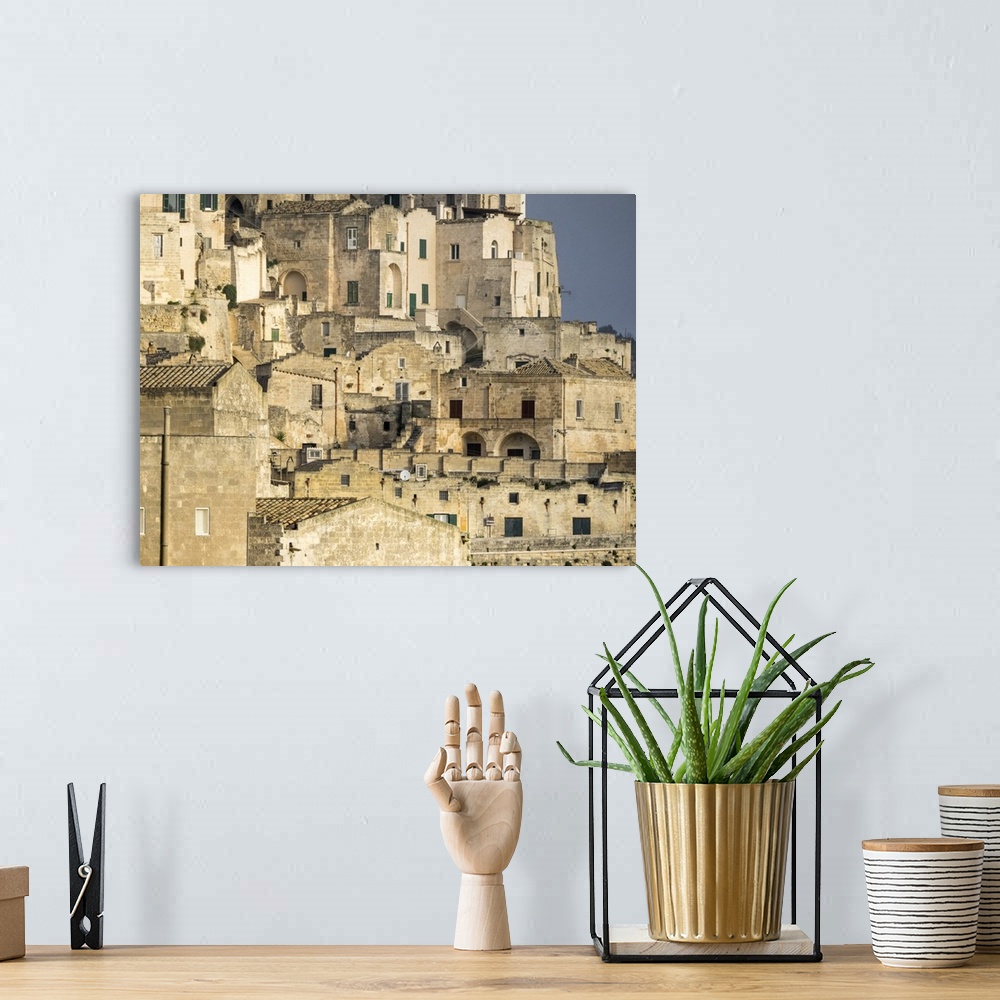 A bohemian room featuring Italy, Basilicata, Matera. The cave dwelling town of Matera with its Sassi houses.