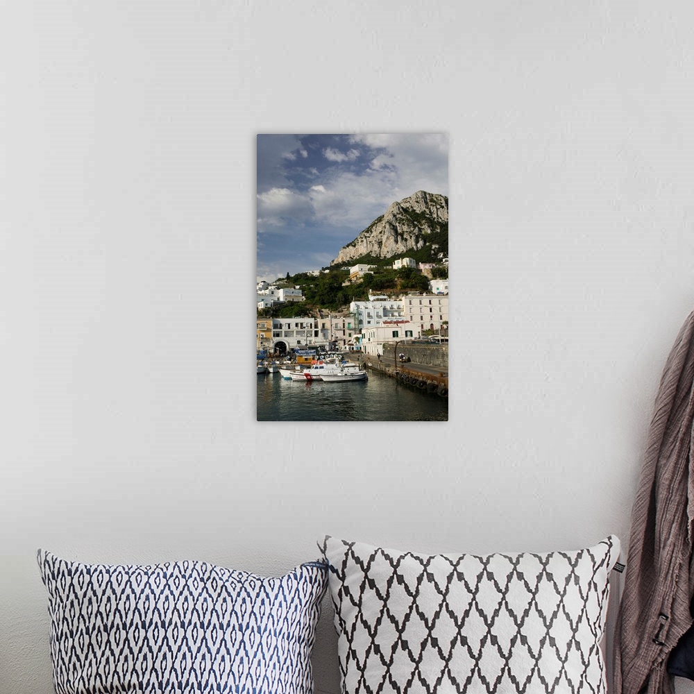 A bohemian room featuring ITALY-Campania-(Bay of Naples)-CAPRI:.Capri Town Port viewed from Sorrento Ferry... Walter Bibiko...