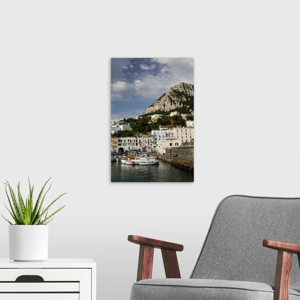 A modern room featuring ITALY-Campania-(Bay of Naples)-CAPRI:.Capri Town Port viewed from Sorrento Ferry... Walter Bibiko...
