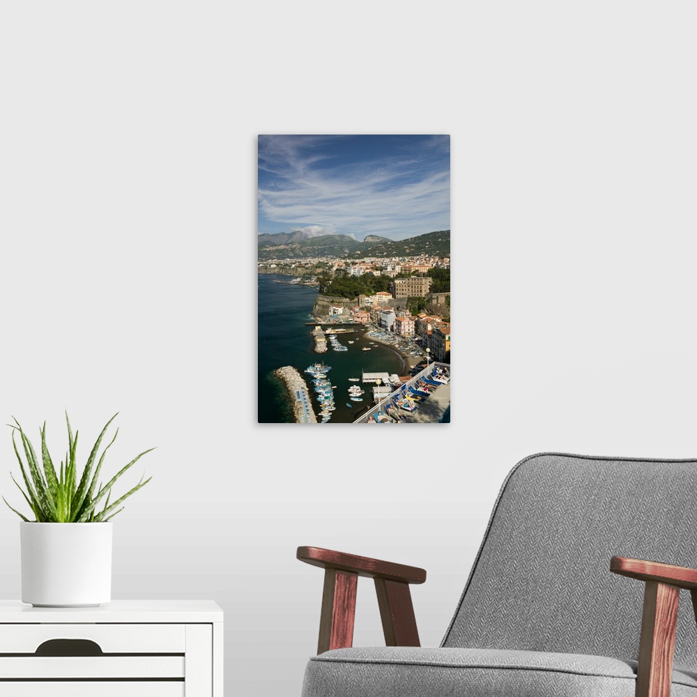 A modern room featuring ITALY-Campania-(Sorrento Peninsula)-SORRENTO:.View of Marina Grande / Daytime... Walter Bibikow 2005