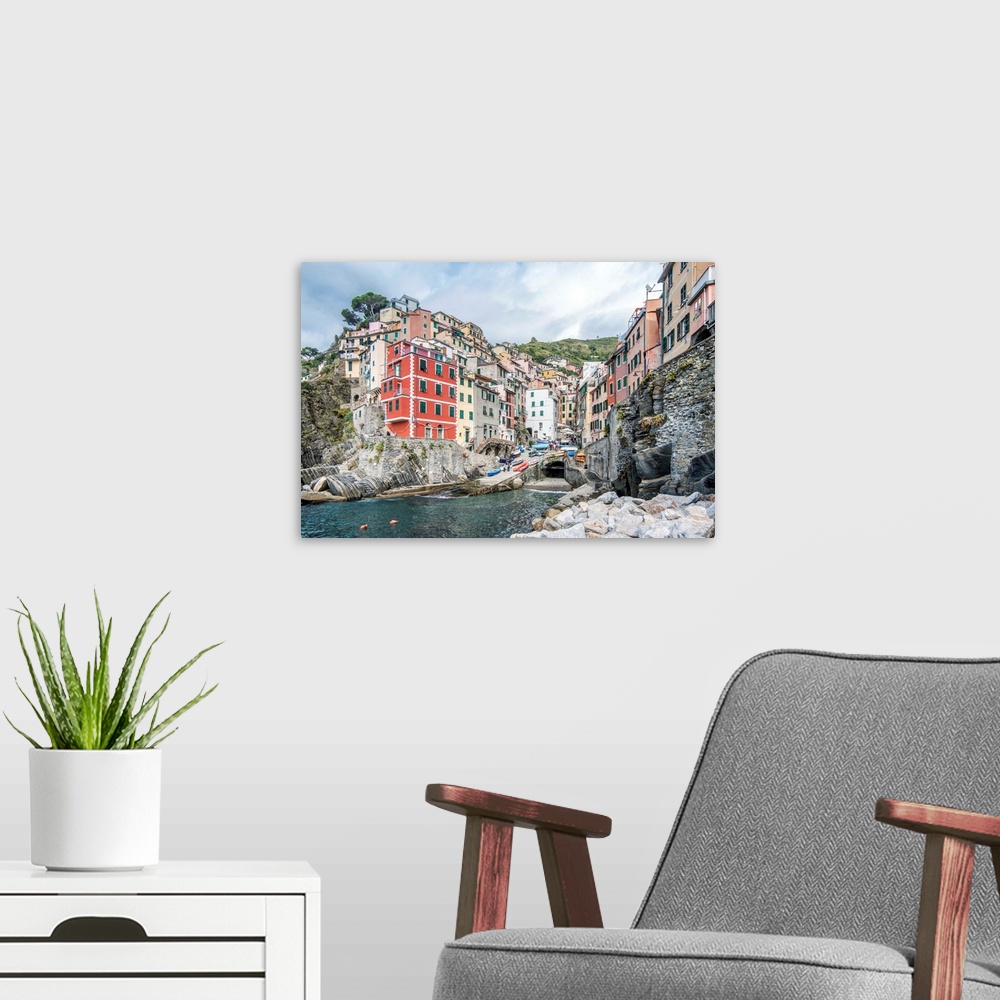 A modern room featuring Italy, Cinque Terre, Riomaggiore.