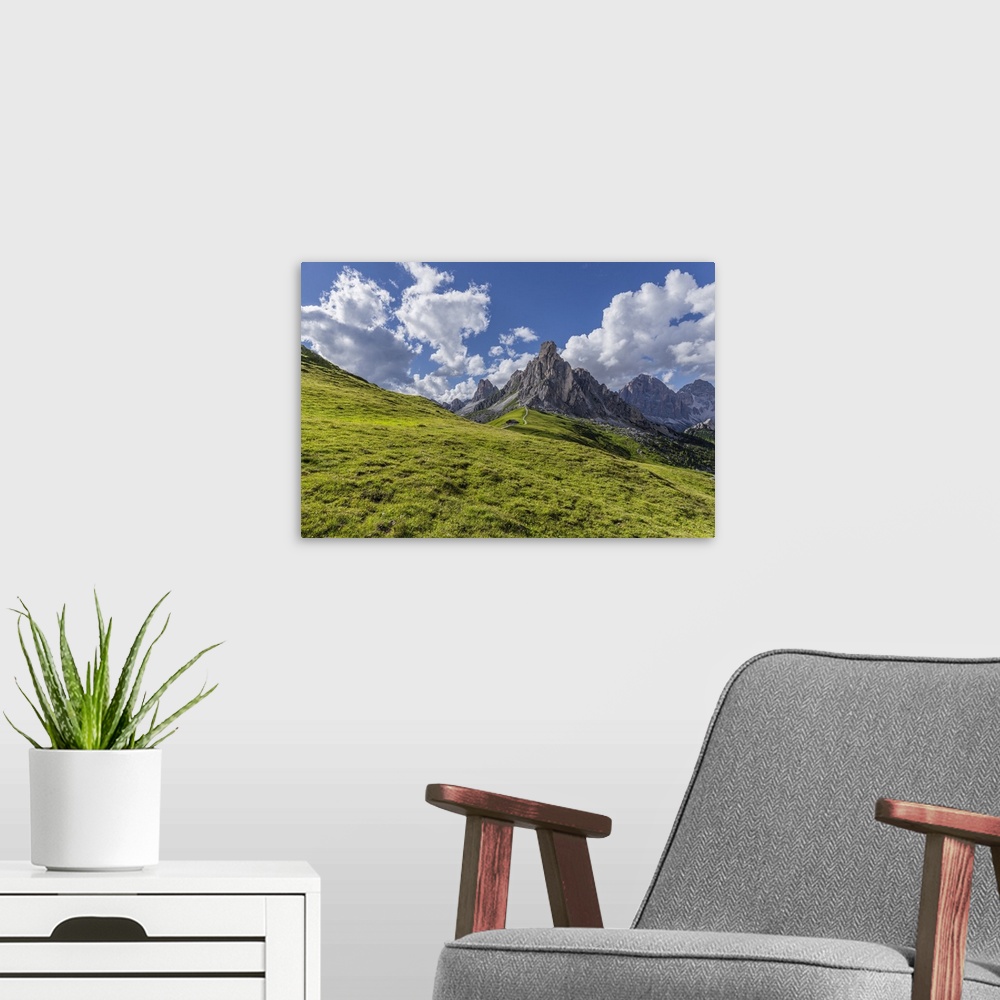 A modern room featuring Italy, Dolomites, Giau Pass. Mountain meadow. Credit: Jim Nilsen