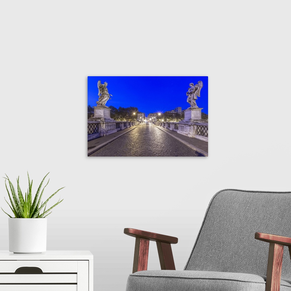 A modern room featuring Italy, Rome, Ponte Sant'Angelo at Dawn.