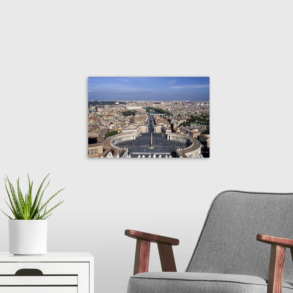 A modern room featuring Europe, Italy, Rome, Vatican City, View of St. Peter's Square from the dome of St. Peter's Basillica