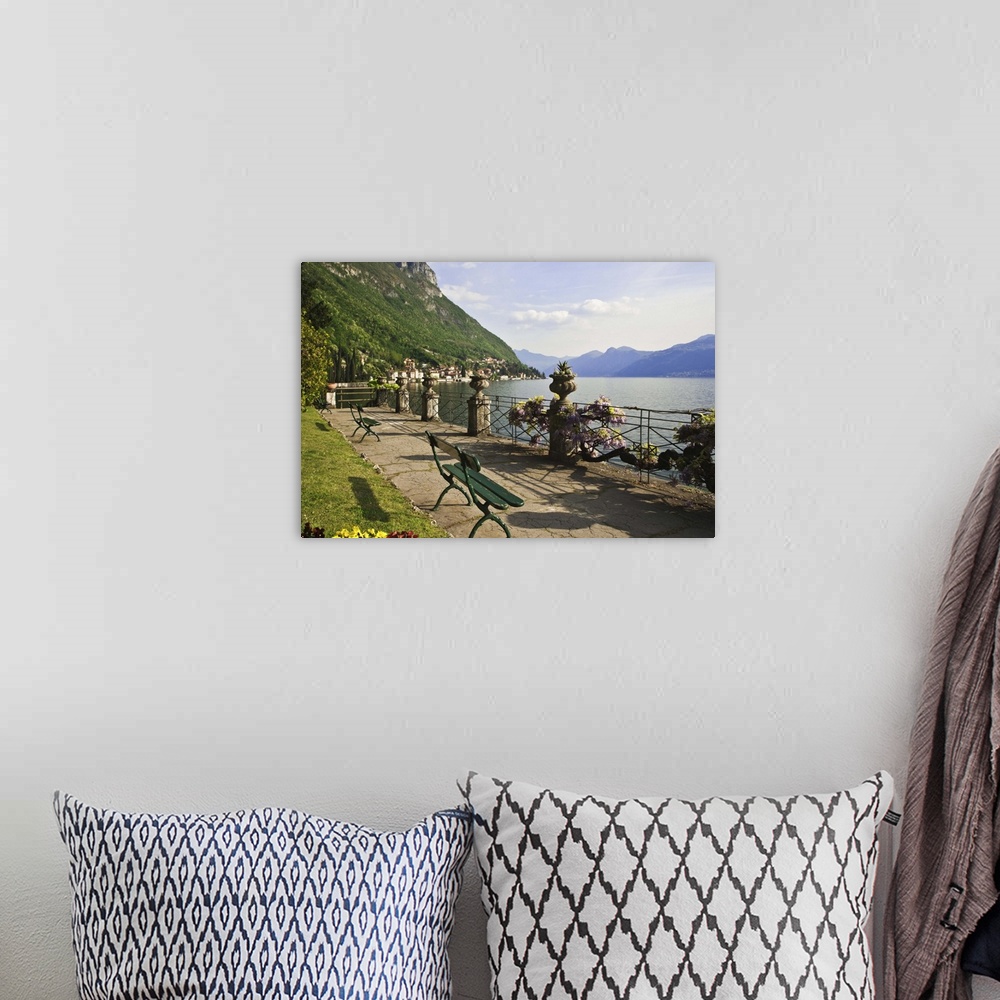 A bohemian room featuring Europe,Italy, Varenna. View of Lake Como with Varenna in background.