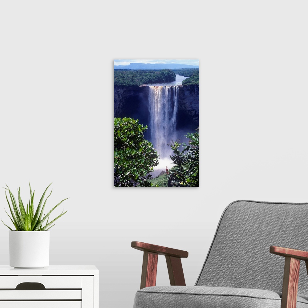 A modern room featuring Kaieteur Falls, Guyana.