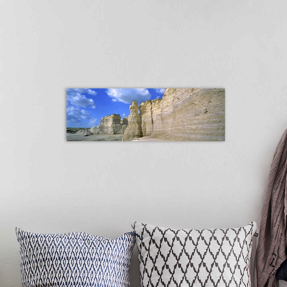 A bohemian room featuring USA, Kansas, Logan County, Monument Rocks. The striated limestone of Monument Rocks form a thick ...