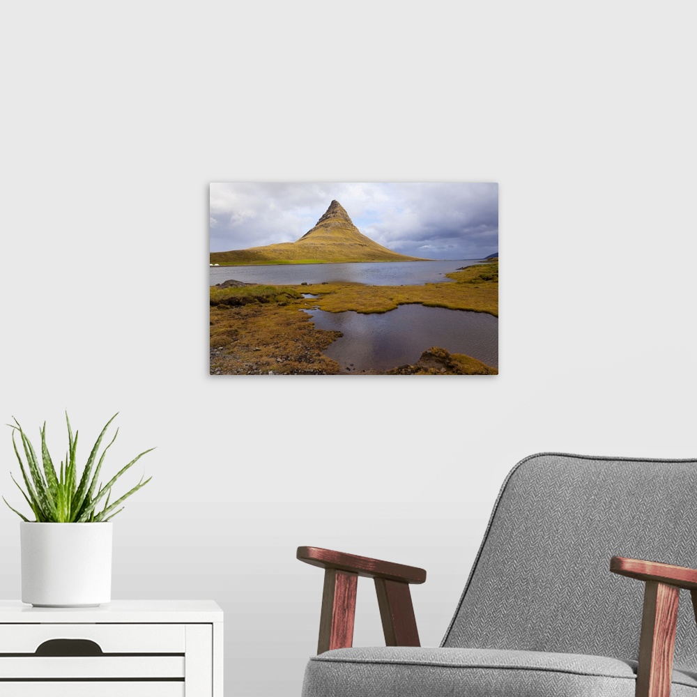 A modern room featuring Kirkjufell, Grundarfjordur, Snaefellsnes peninsula, West Iceland