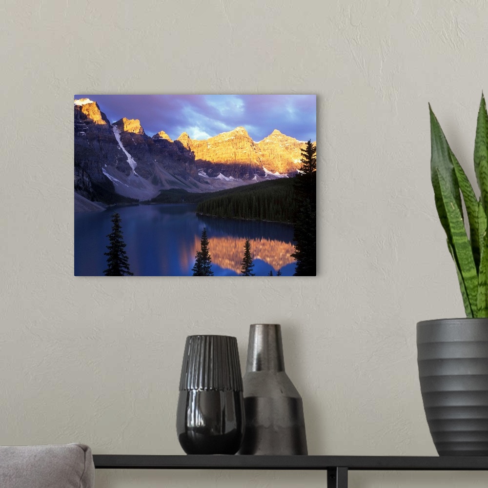 A modern room featuring Canada, Alberta, Banff NP, Moraine Lake at First Light