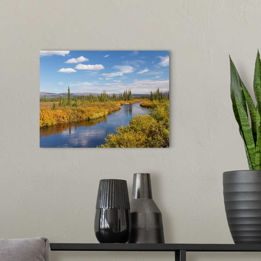 A modern room featuring USA, Alaska, Dalton Highway. Landscape with Kanuti River.