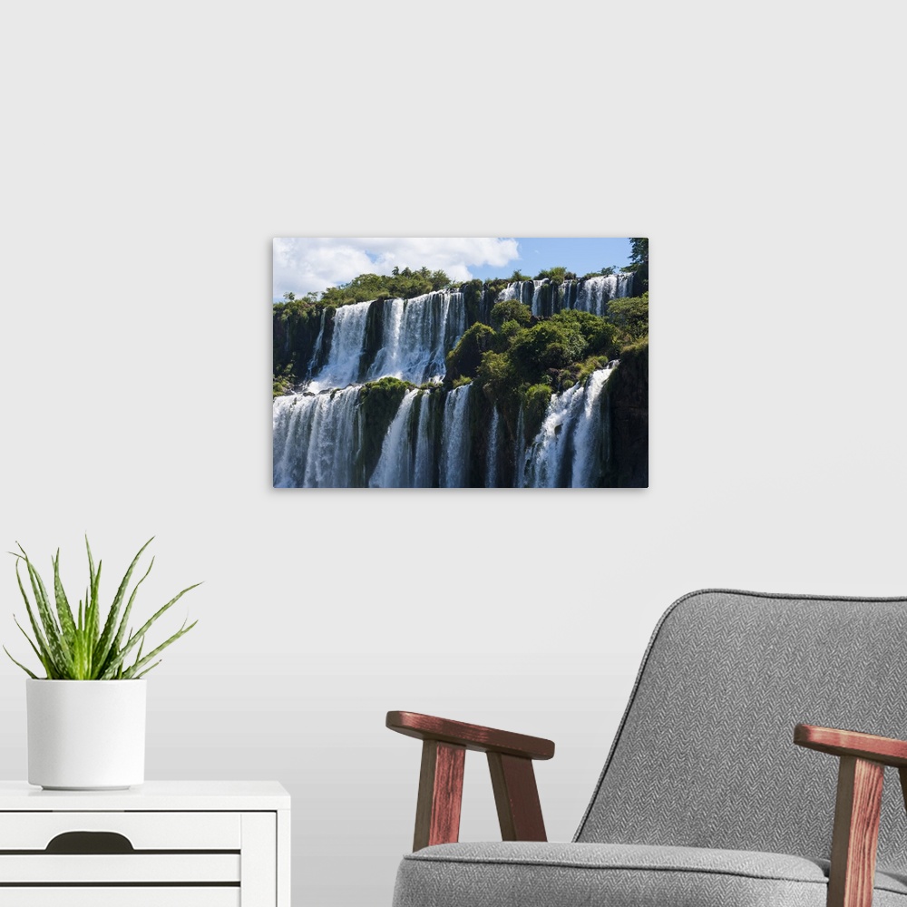 A modern room featuring Largest waterfalls UNESCO World Heritage Site, Foz de Iguazu, Argentina.