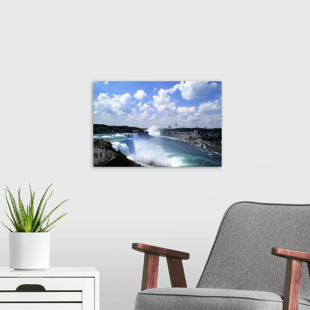 A modern room featuring Looking back at the USA horseshoe falls in Niaigara Falls Ontario Canada