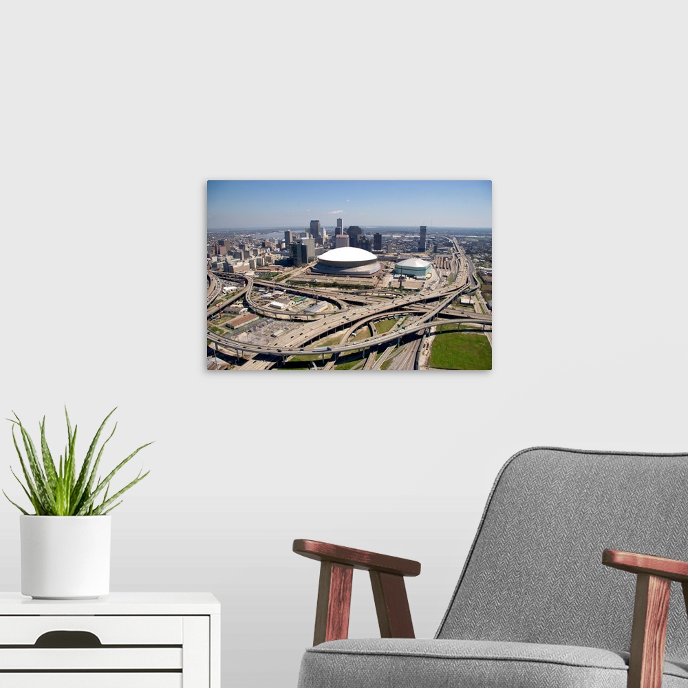 A modern room featuring Interstate 10 and US 90 freeway interchange in New Orleans, Louisiana...interstate, freeway, inte...