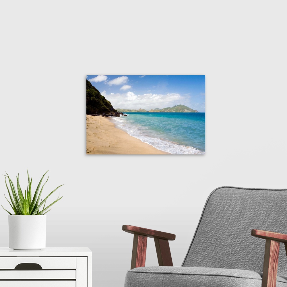 A modern room featuring Lover's Beach, Nevis with St. Kitts on horizon