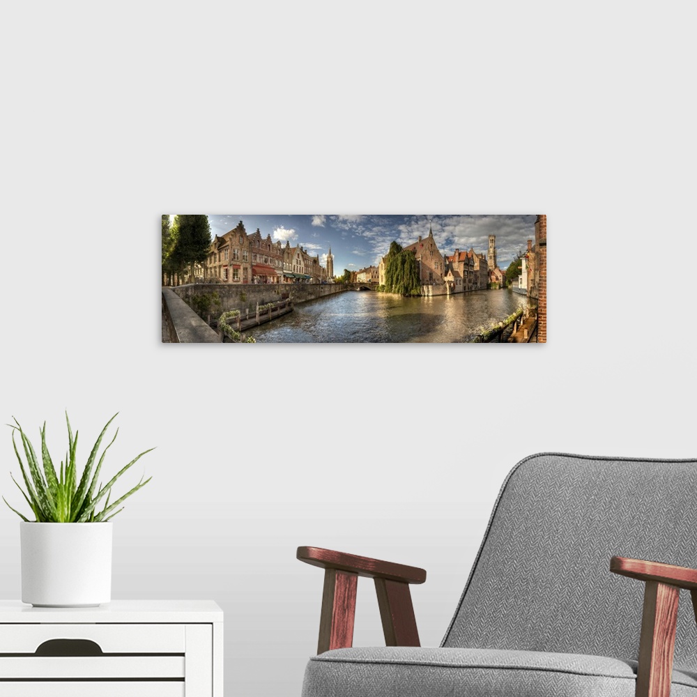 A modern room featuring Main canal in Bruges, Belgium.