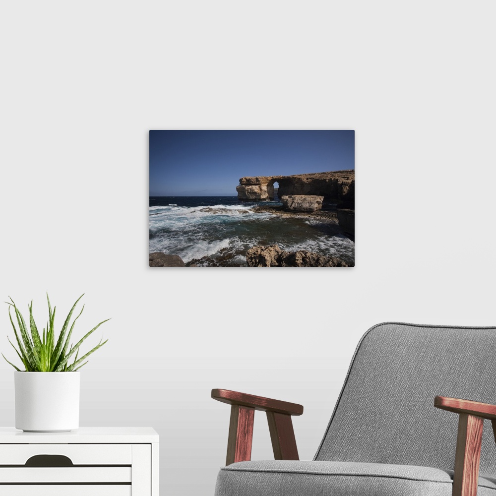 A modern room featuring Malta, Gozo Island, Dwejra, Azure Window rock formation