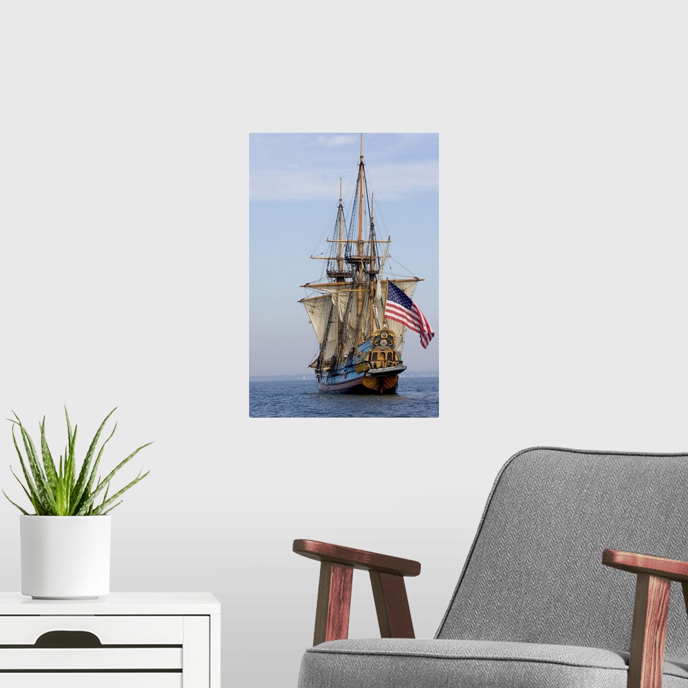 A modern room featuring MARYLAND. USA. Tall ship the Kalmar Nyckel. Chesapeake Bay .