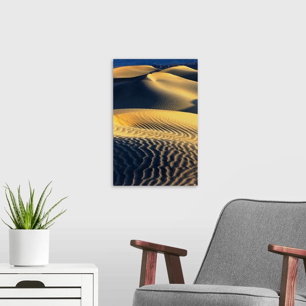 A modern room featuring Mesquite Sand Dunes. Death Valley. California.