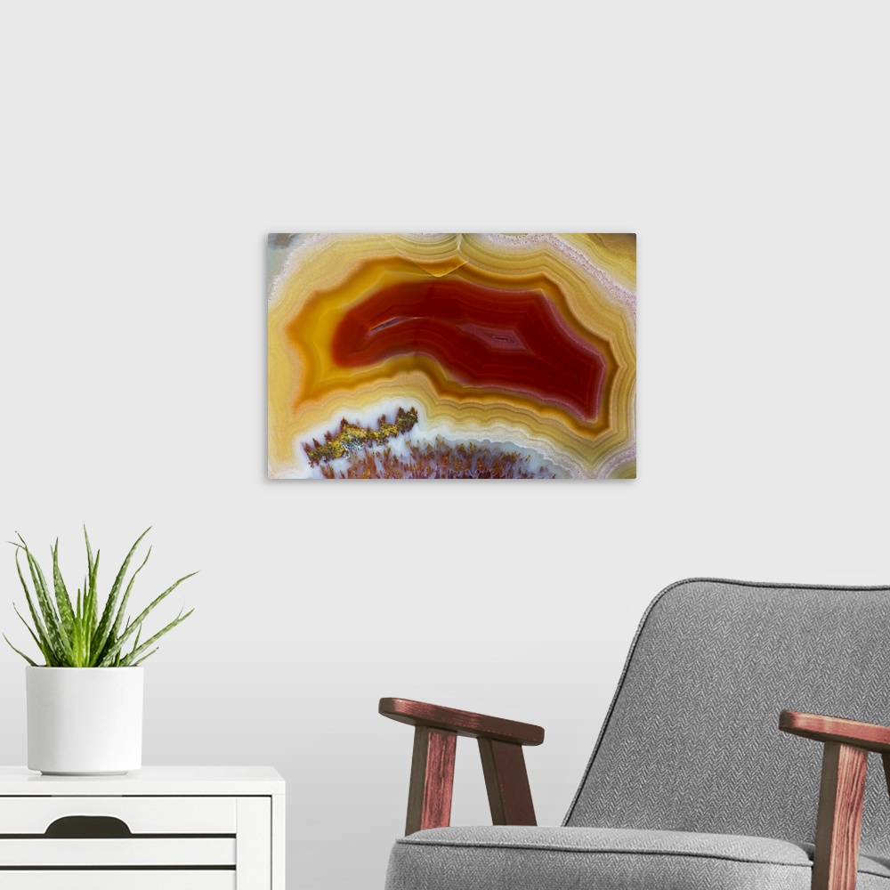 A modern room featuring Mexican Banded Agate Quartzsite, Arizona