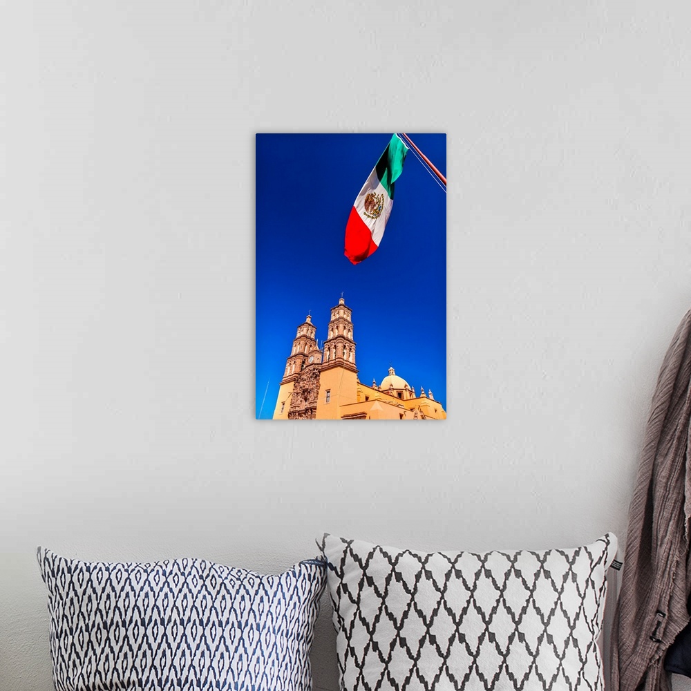 A bohemian room featuring Mexican Flag Parroquia Cathedral Dolores Hidalgo Mexico. Where Father Miguel Hidalgo made his Gri...