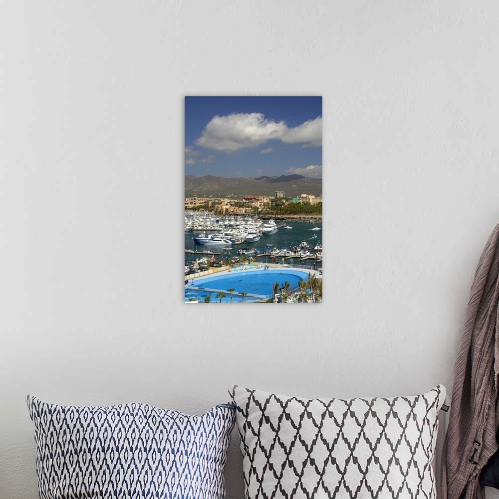 A bohemian room featuring North America, Mexico, State of Baja California Sur, Cabo San Lucas. Overview of harbor area with...