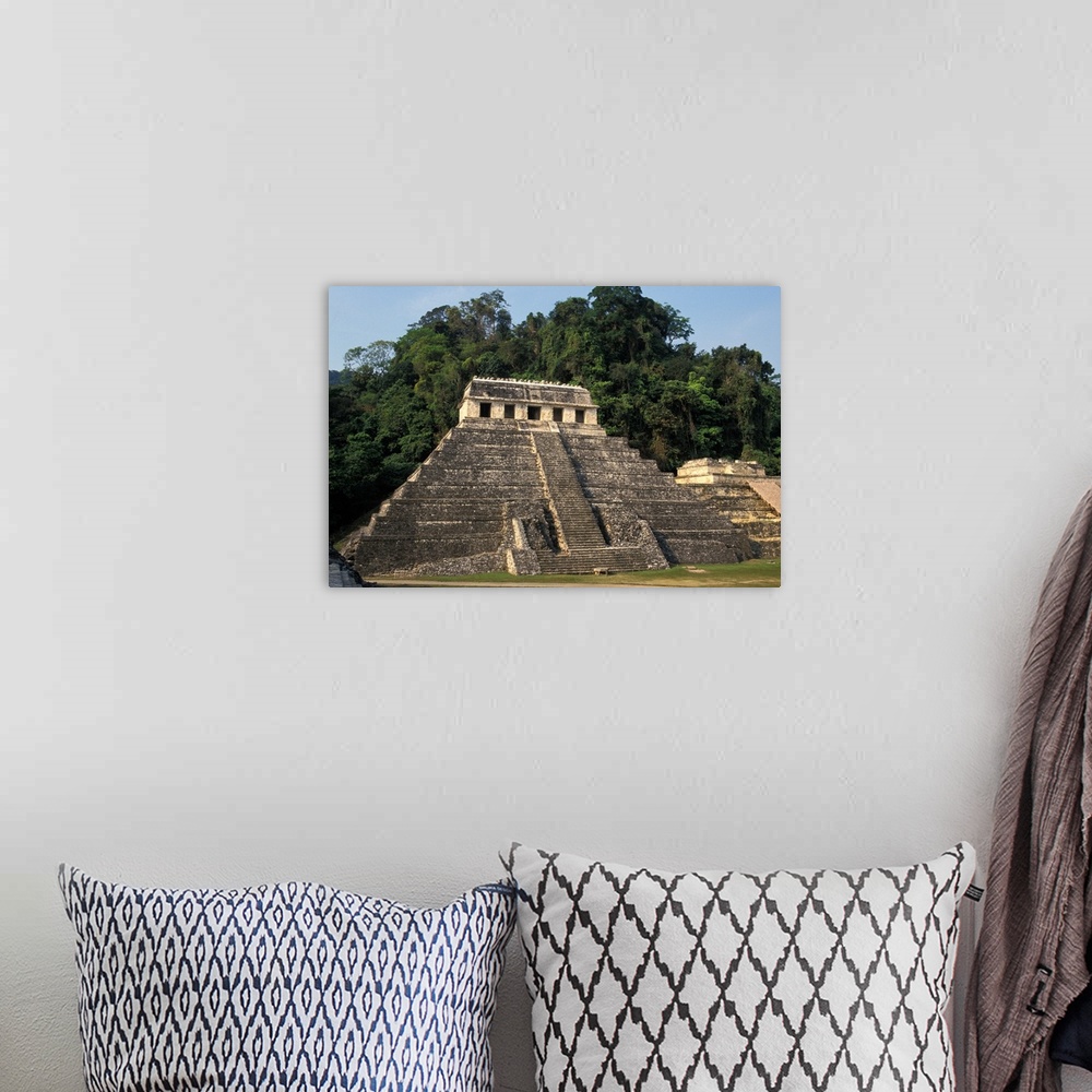 A bohemian room featuring Mexico, Chiapas province, Palenque, Temple of the Inscriptions.
