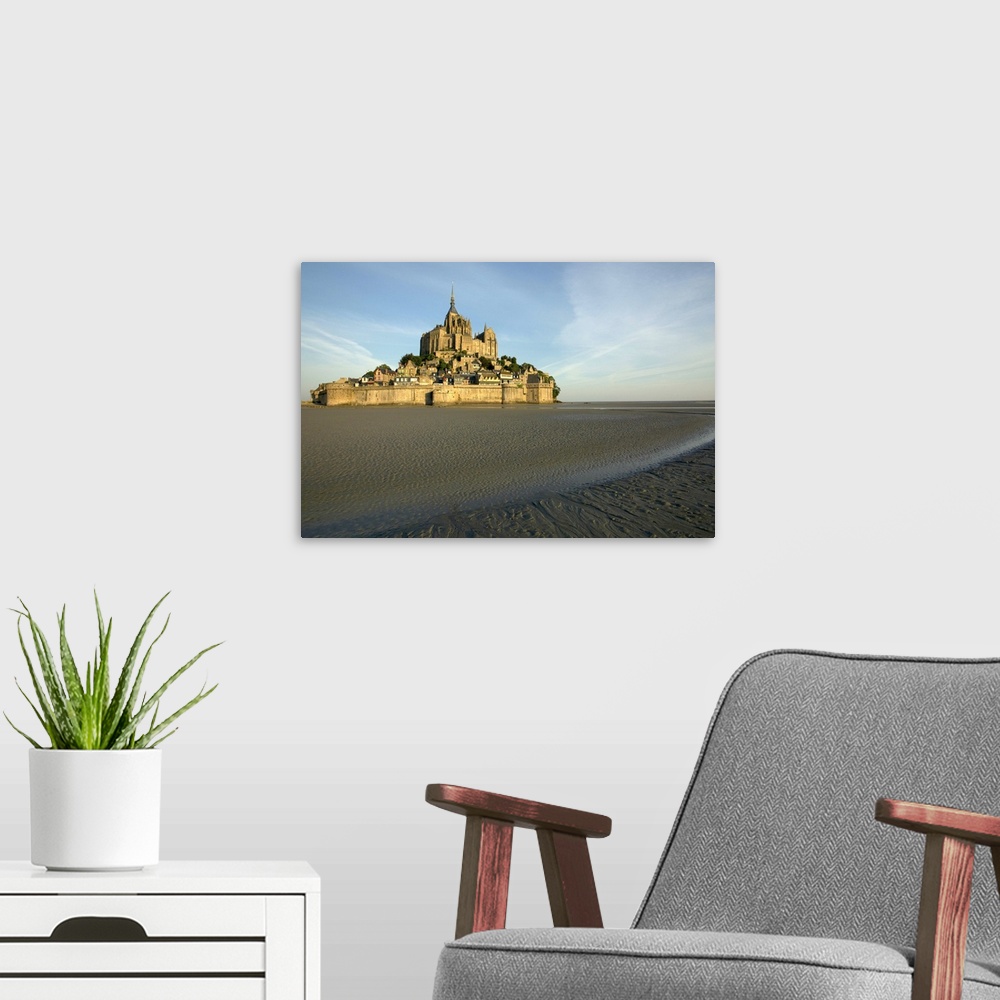 A modern room featuring Mont St Michel, Manche, Normandy, France