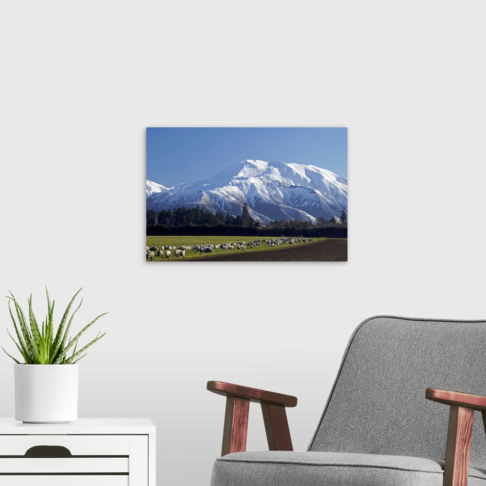 A modern room featuring Mount Hutt, Mid Canterbury, South Island, New Zealand