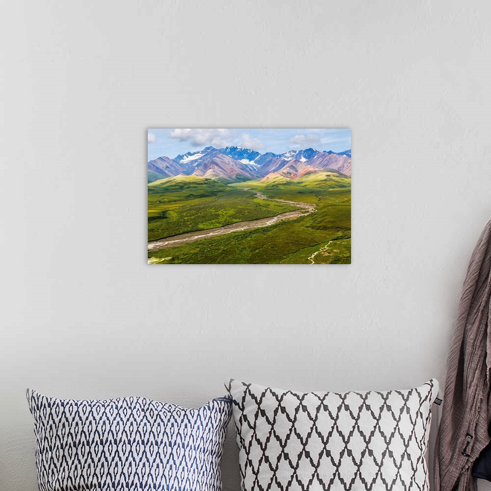 A bohemian room featuring USA, Alaska, Denali National Park. Mountain landscape with Polychrome Pass.