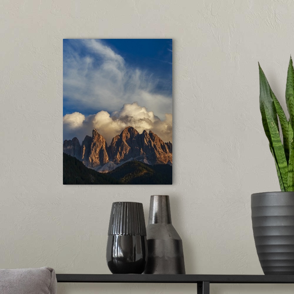 A modern room featuring Mountain peaks, Dolomites, Italy.