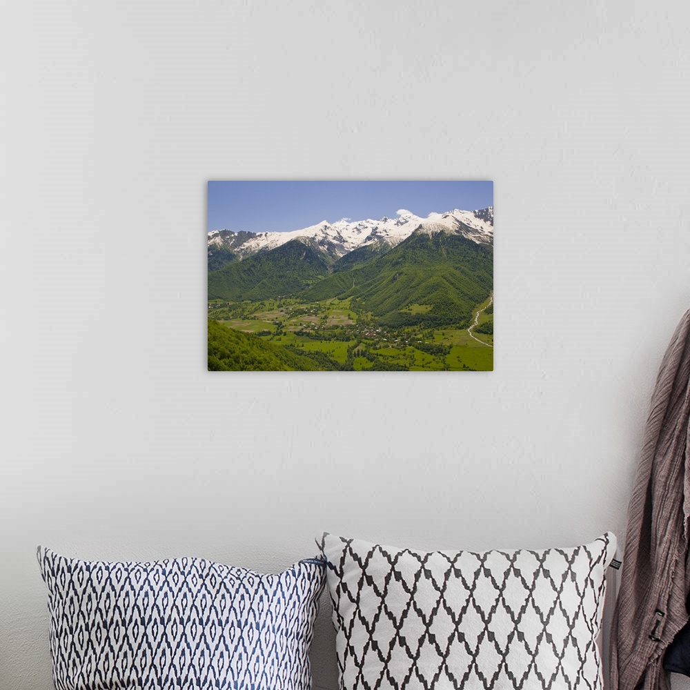 A bohemian room featuring Mountain scenery of Svanetia, Georgia.