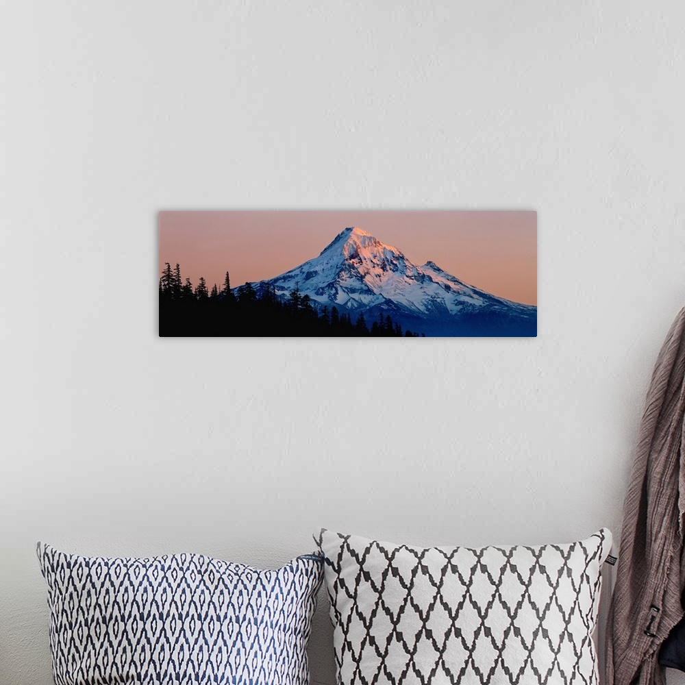 A bohemian room featuring USA, Oregon, Mt Hood. Mt Hood reflects the light from the setting sun in the Cascades Range, Oregon.
