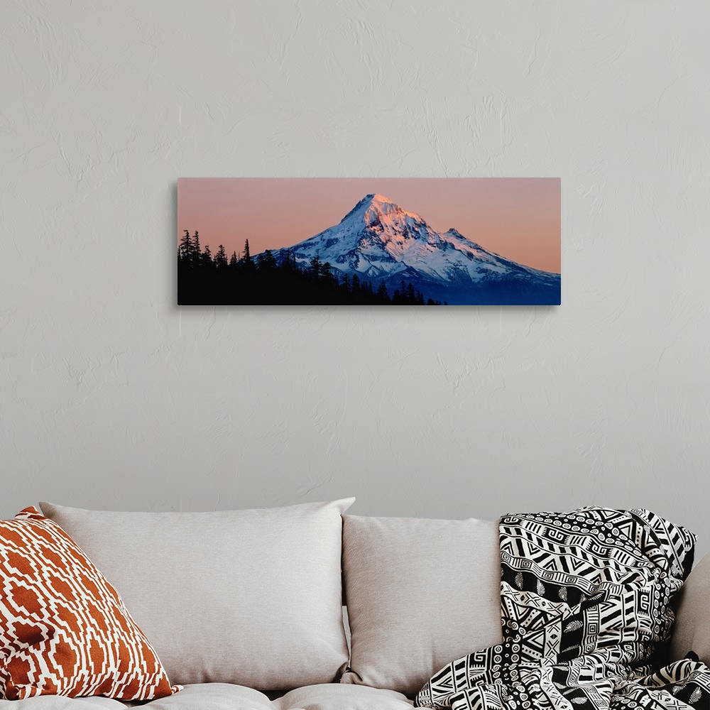 A bohemian room featuring USA, Oregon, Mt Hood. Mt Hood reflects the light from the setting sun in the Cascades Range, Oregon.